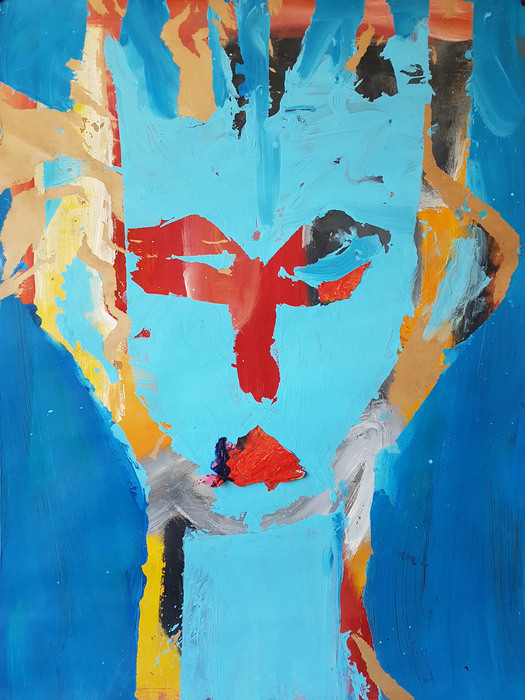 Tête. Acrylics, 79cm x 59cm, 2018