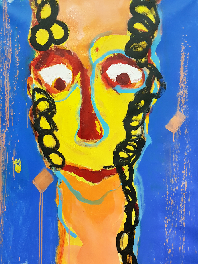 Head, 2018, acrylics on canvas, 92 x 73 cm
