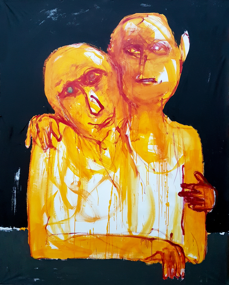 Hommage à Picasso. Acrylics on canvas, 210 x 170 cm, 2019