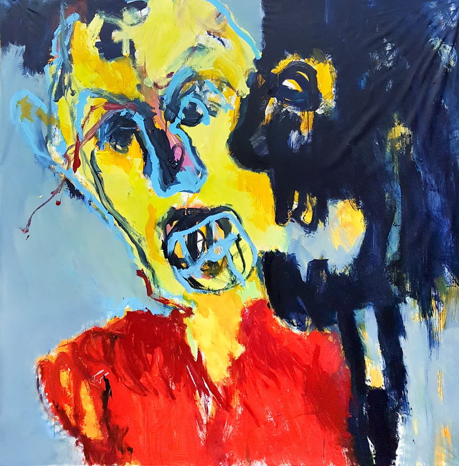 Angry. Acrylics on canvas, 210 x 210 cm, 2019