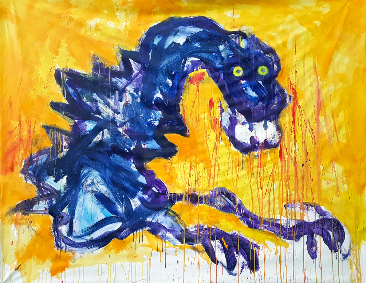 A kind dragon, acrylics. 170 x 210 cm. 2020