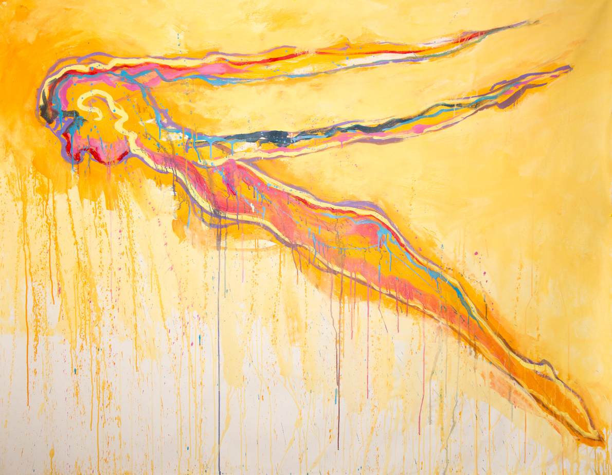 Floating. Acrylics, 170 x 210 cm, 2020.