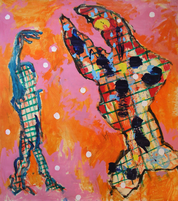 Conducting a fish, 2009, 160 cm x 140 cm, acrylics.
