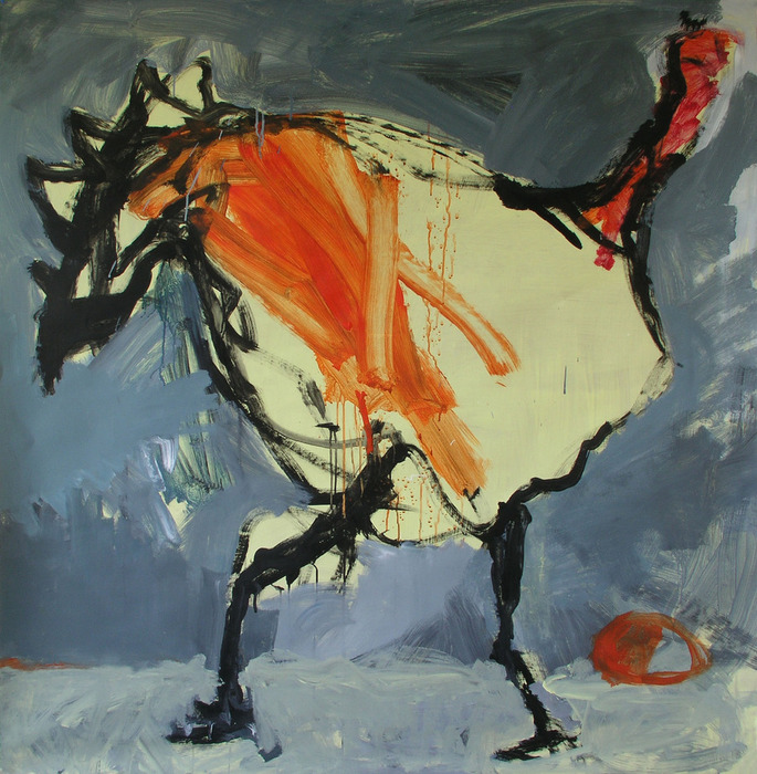 La poule et son oeuf, 2008, 160 cm x 150 cm, acrylics.
