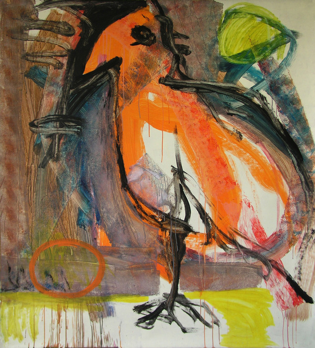Bird with egg, 2008, 160 cm x 145 cm, acrylics.