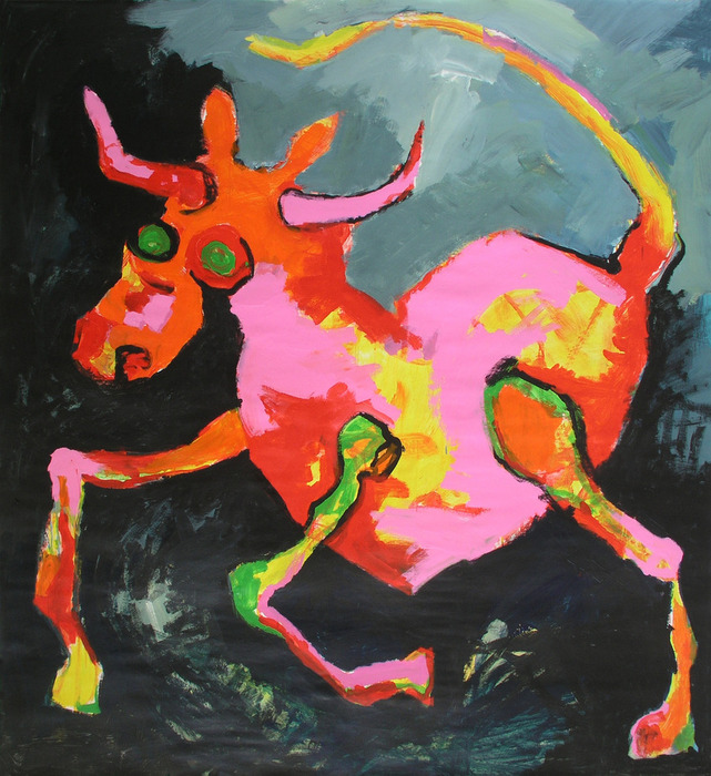 Vache psychadélique, 2009, 160 cm x 147 cm, acrylics.