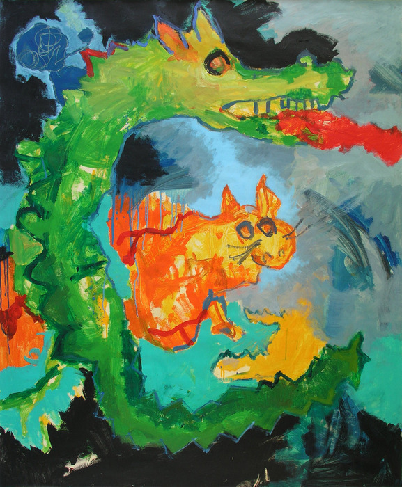 Phantasy Animal, Dyptychon (1), 2009, 160 cm x 132 cm, acrylics.