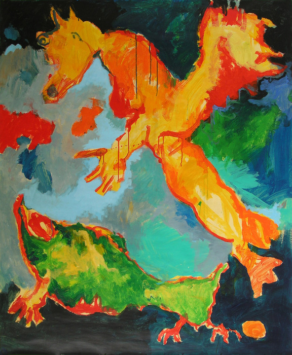 Phantasy Animal, Dyptychon (2), 2009, 160 cm x 132 cm, acrylics.